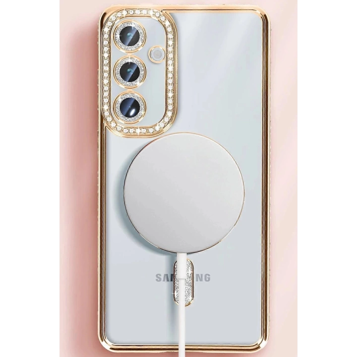 BFS  Samsung Galaxy S25 Plus Kılıf Joke Simli Magneticsafe Kılıf - Pembe