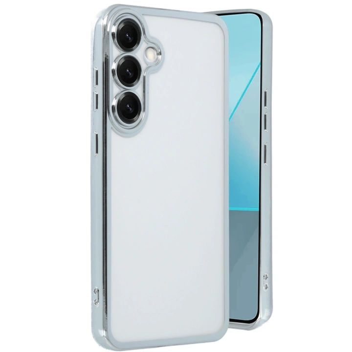 BFS  Samsung Galaxy S25 Plus Kılıf  Lensli Silikon - Gümüş