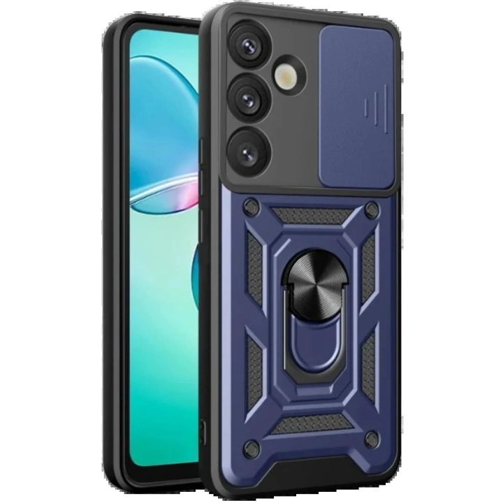 BFS  Samsung Galaxy S25 Plus Kılıf Pars Lens Yüzüklü Silikon - Lacivert