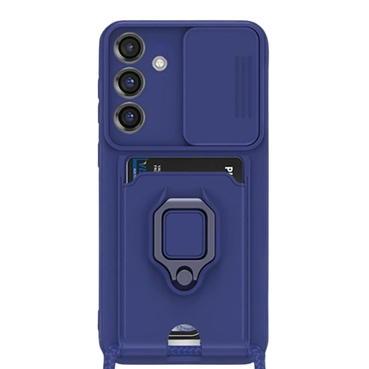 BFS  Samsung Galaxy S25 Plus Kılıf Zuma Kartvizitli Yüzüklü Silikon - Lacivert