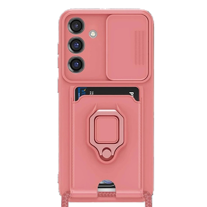 BFS  Samsung Galaxy S25 Plus Kılıf Zuma Kartvizitli Yüzüklü Silikon - Pembe