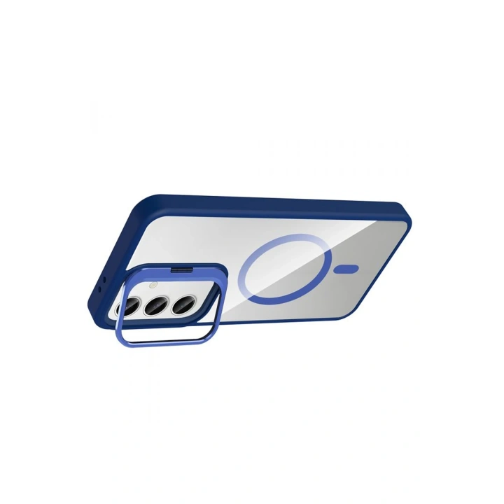 BFS  Samsung Galaxy S25 Remim Lensli Magsafe Standlı Kapak - Lacivert