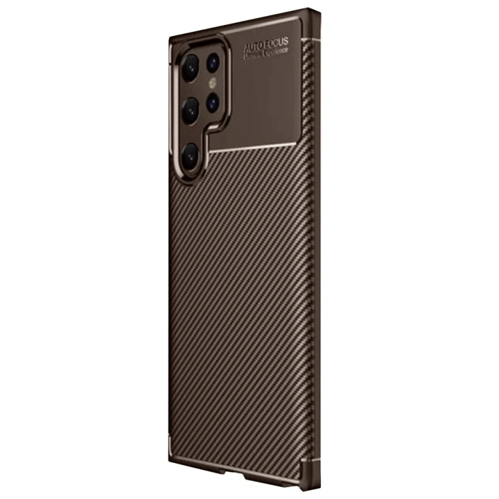 BFS  Samsung Galaxy S25 Ultra Kılıf Auto Focus Karbon Kapak - Kahverengi