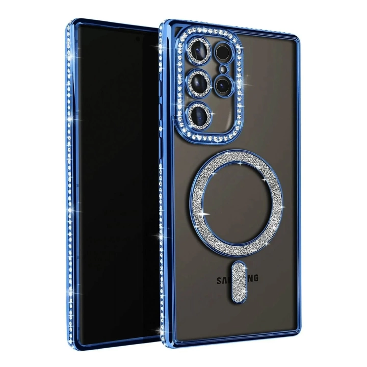 BFS  Samsung Galaxy S25 Ultra Kılıf Joke Simli Magneticsafe Kılıf - Lacivert