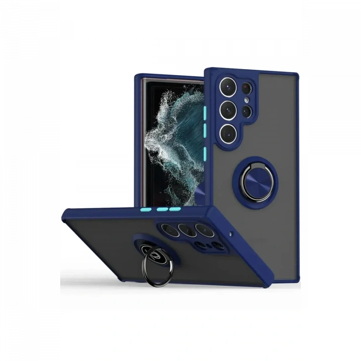 BFS  Samsung Galaxy S25 Ultra Kılıf Montreal Yüzüklü Silikon Kapak - Lacivert
