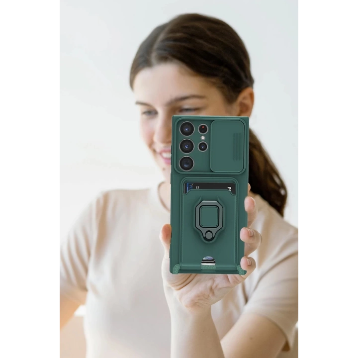 BFS  Samsung Galaxy S25 Ultra Kılıf Zuma Kartvizitli Yüzüklü Silikon - Lacivert
