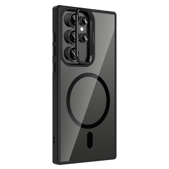 BFS  Samsung Galaxy S25 Ultra Remim Lensli Magsafe Standlı Kapak - Siyah