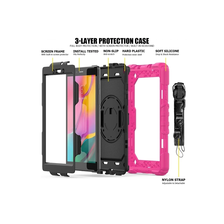 BFS  Samsung Galaxy T290 Tab A 8 Kılıf Pars Tablet Kapak - Pembe