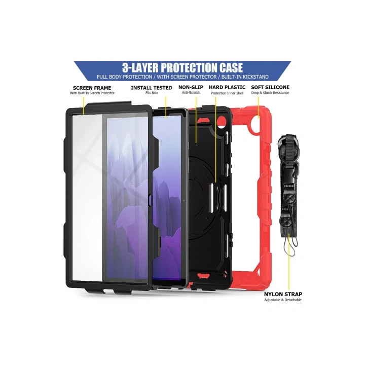 BFS  Samsung Galaxy T500 Tab A7 10.4 Kılıf Pars Tablet Kapak - Kırmızı