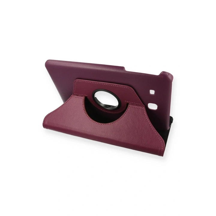 BFS  Samsung Galaxy T560 Tab E 9.7 Kılıf 360 Tablet Deri Kılıf - Mürdüm