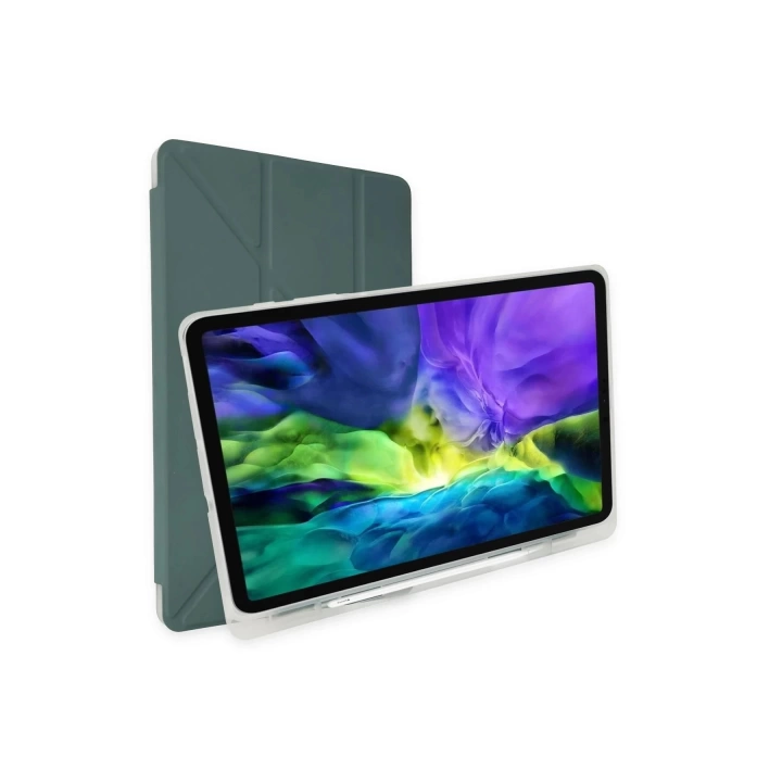 BFS  Samsung Galaxy T737 Tab S7 FE 12.4 Kılıf Kalemlikli Mars Tablet Kılıfı - Koyu Yeşil