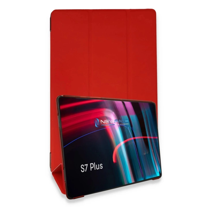 BFS  Samsung Galaxy T970 Tab S7 Plus 12.4 Kılıf Tablet Smart Kılıf - Kırmızı