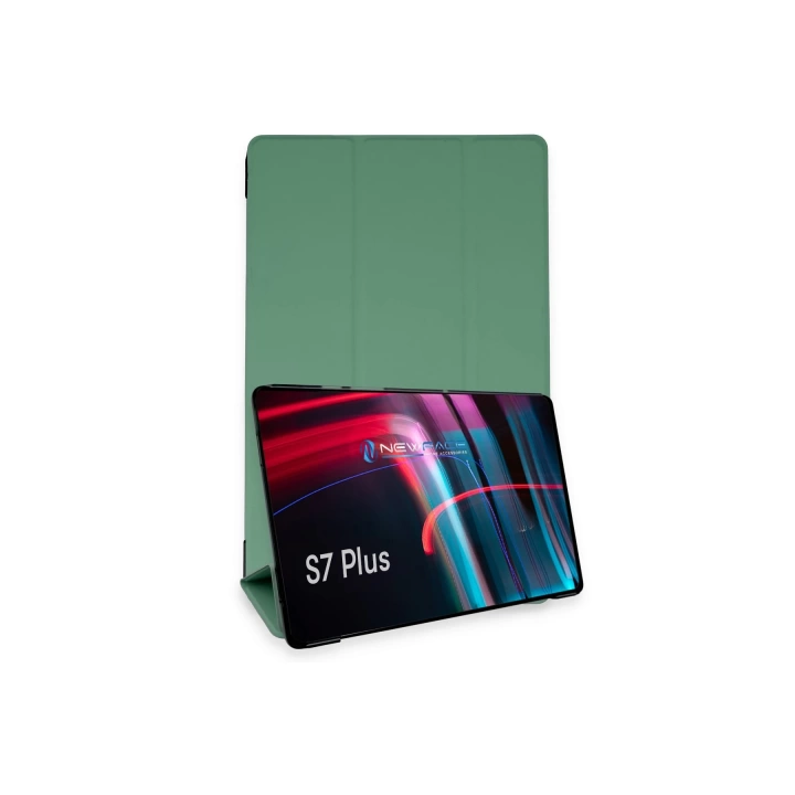BFS  Samsung Galaxy T970 Tab S7 Plus 12.4 Kılıf Tablet Smart Kılıf - Koyu Yeşil