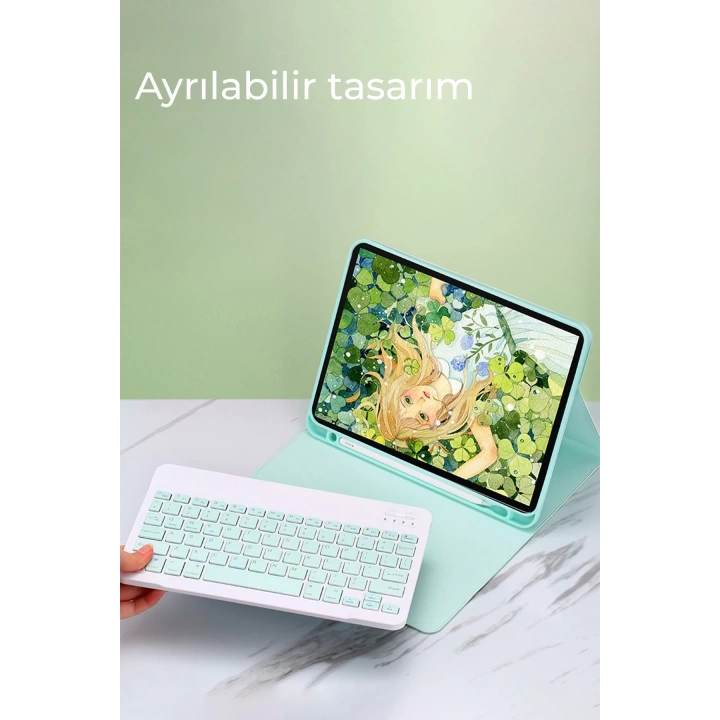 BFS  Samsung Galaxy Tab A9 Kılıf KC01 Smart Klavyeli Tablet Kılıfı - Pembe