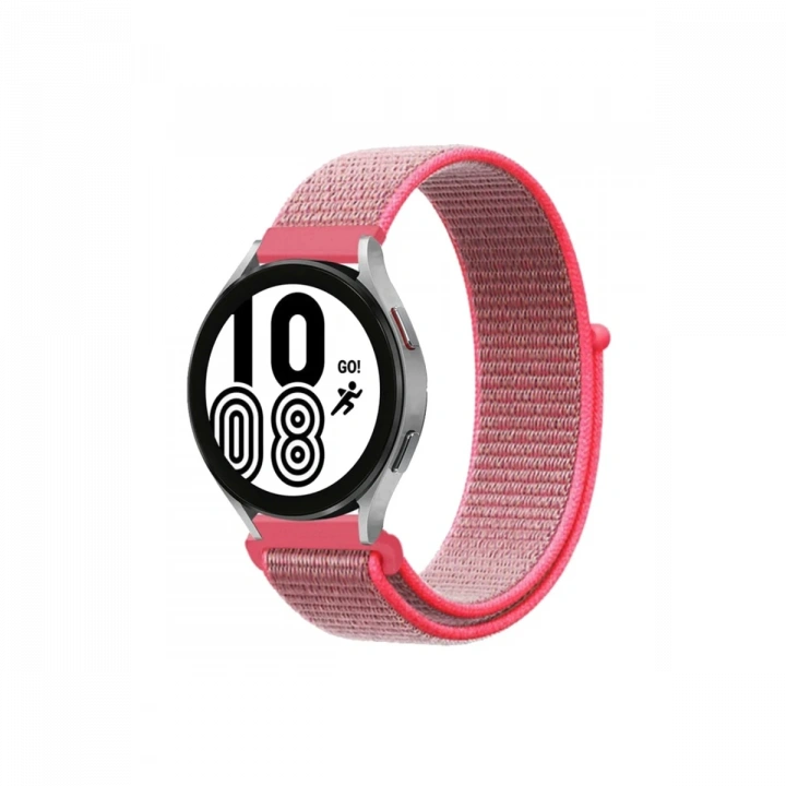 BFS  Samsung Galaxy Watch 4 Hasırlı Cırtcırtlı Kordon - Pembe