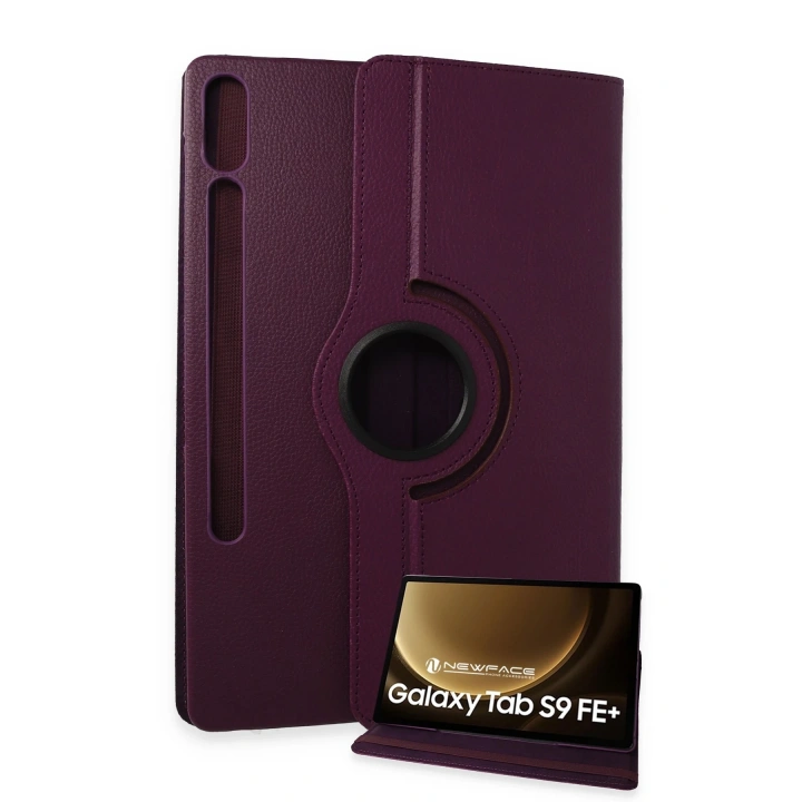 BFS  Samsung Galaxy X610 Tab S9 FE Plus 12.4 Kılıf 360 Tablet Deri Kılıf - Mürdüm