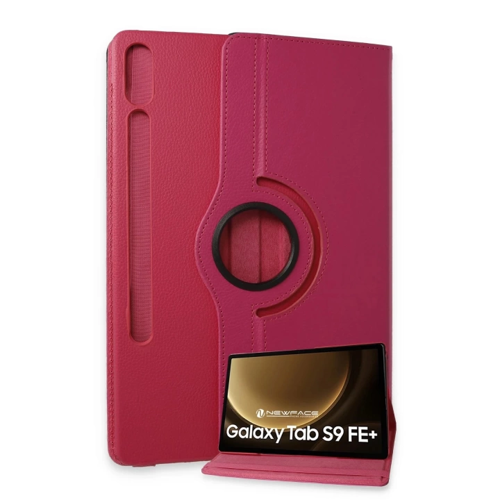 BFS  Samsung Galaxy X610 Tab S9 FE Plus 12.4 Kılıf 360 Tablet Deri Kılıf - Pembe