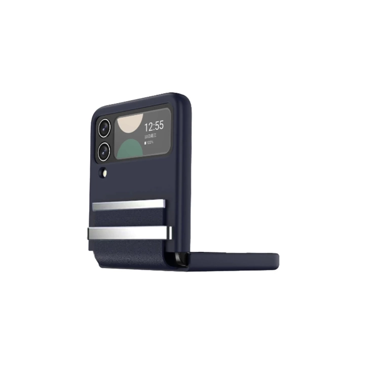 BFS Samsung Galaxy Z Flip 4 Kılıf Belt Flip Kapak - Lacivert