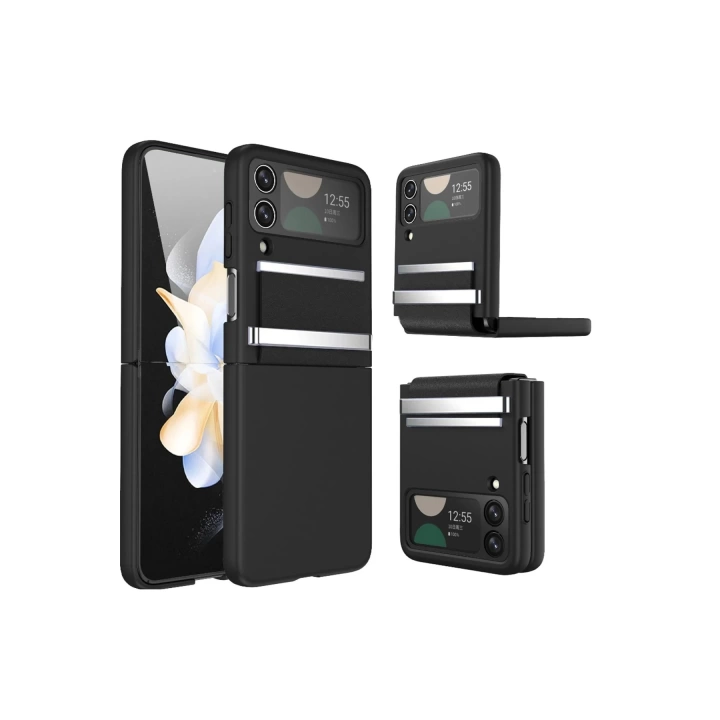 BFS Samsung Galaxy Z Flip 4 Kılıf Belt Flip Kapak - Siyah