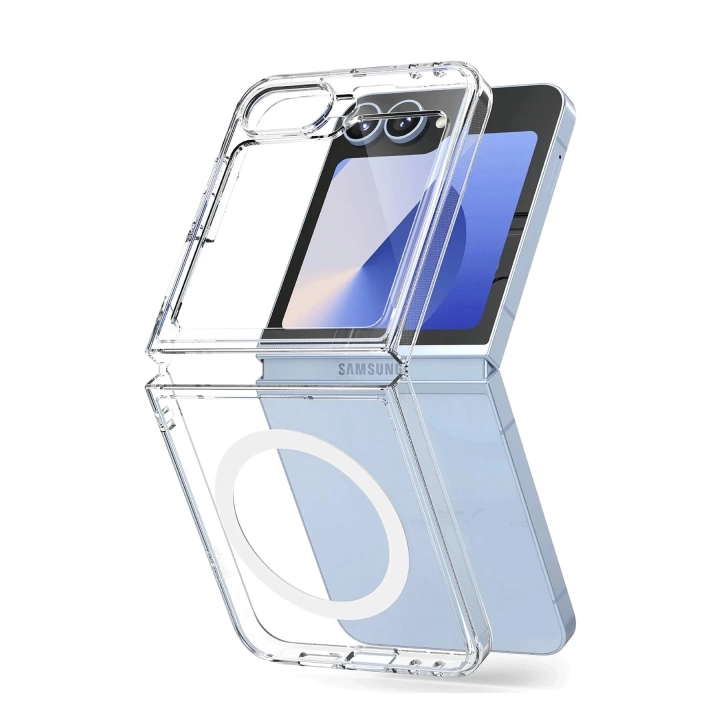 BFS Samsung Galaxy Z Flip 7 Kılıf Magneticsafe Şeffaf Silikon - Şeffaf