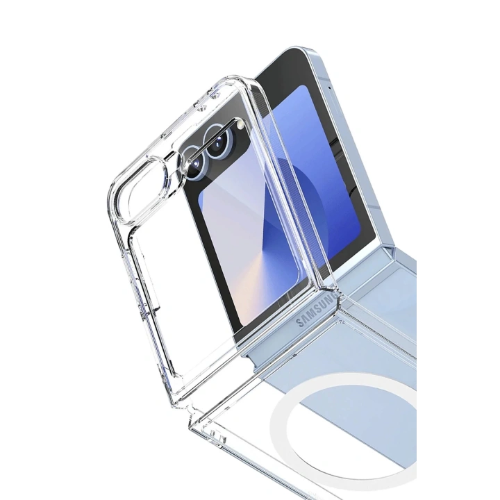 BFS Samsung Galaxy Z Flip 7 Kılıf Magneticsafe Şeffaf Silikon - Şeffaf