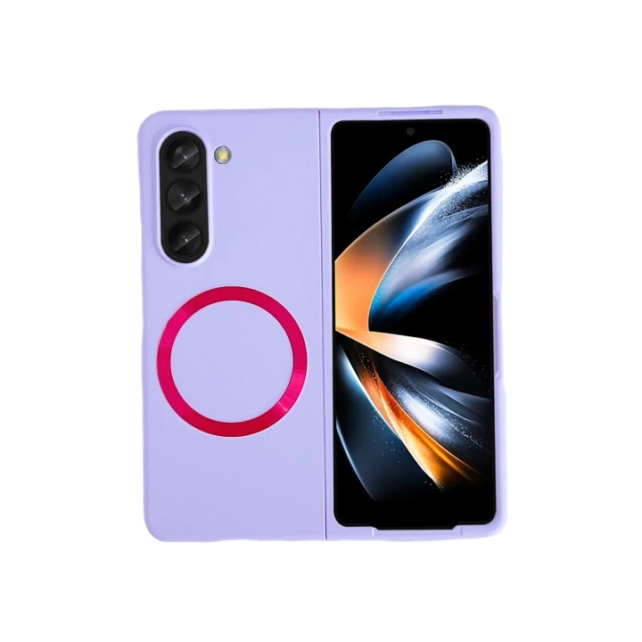 BFS  Samsung Galaxy Z Fold 5 Kılıf Mata Fold Kapak - Lila