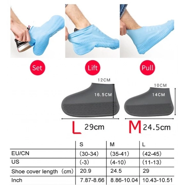 BFS  Silikon Ayakkabı Kılıfı Kaymaz Su Kir Geçirmez   M Beden Siyah