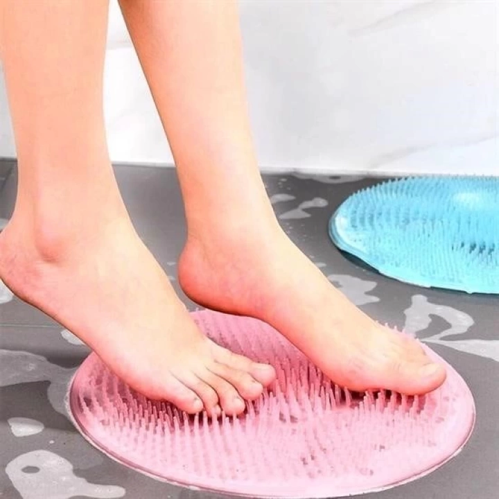 BFS  Silikon Fırçalı Banyo Masaj Matı ve  Ayaklar için Topuk Masaj Paspası