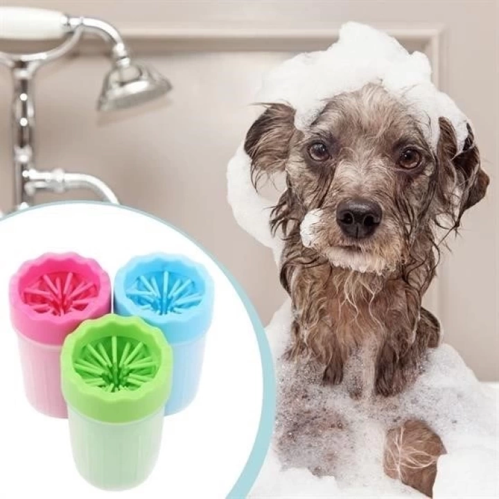 BFS  Silikon Jel Fırçalı Kedi Köpek Pati Ayak Temizleme Kovası Büyük