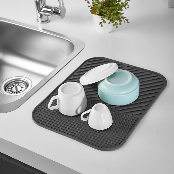 BFS  Silikon Kaydırmaz Mutfak İçin Bulaşık Matı, Çok Amaçlı Kurutmalık 36x28cm