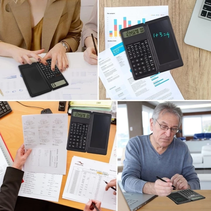 BFS  Silinebilir LCD Yazı Tabletli,Kalemli Katlanabilir Bilimsel Hesap Makinesi