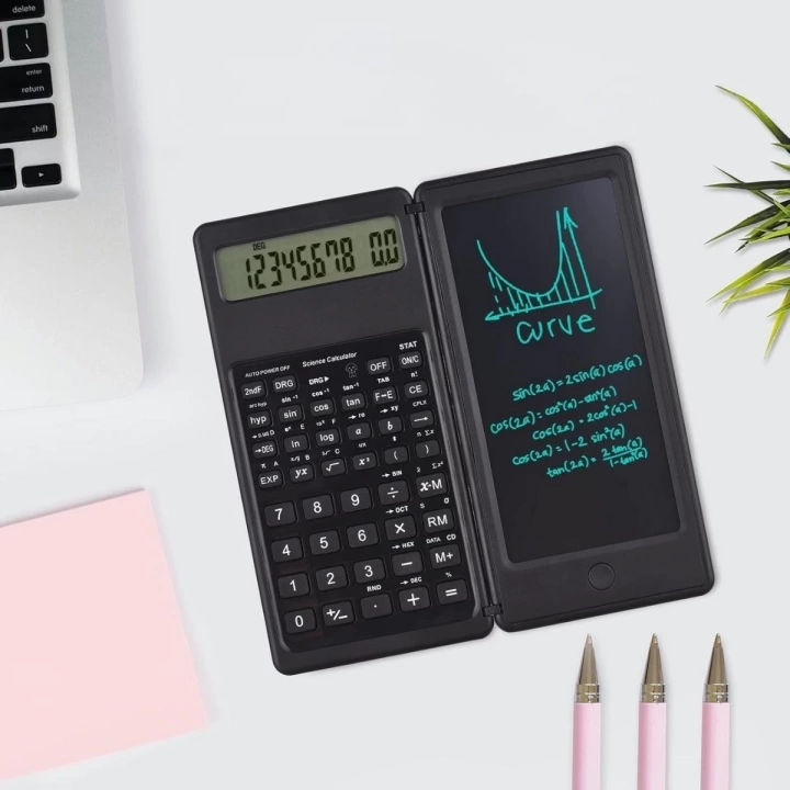 BFS  Silinebilir LCD Yazı Tabletli,Kalemli Katlanabilir Bilimsel Hesap Makinesi