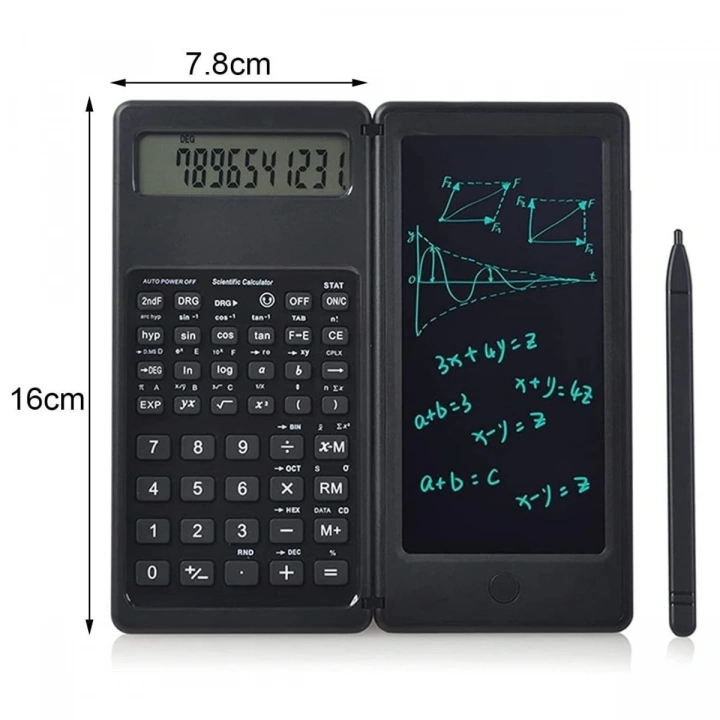 BFS  Silinebilir LCD Yazı Tabletli,Kalemli Katlanabilir Bilimsel Hesap Makinesi