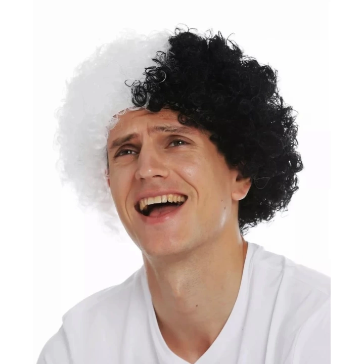 BFS   Siyah Beyaz Kıvırcık Afro Bonus Peruk Taraftar Bonus Saç