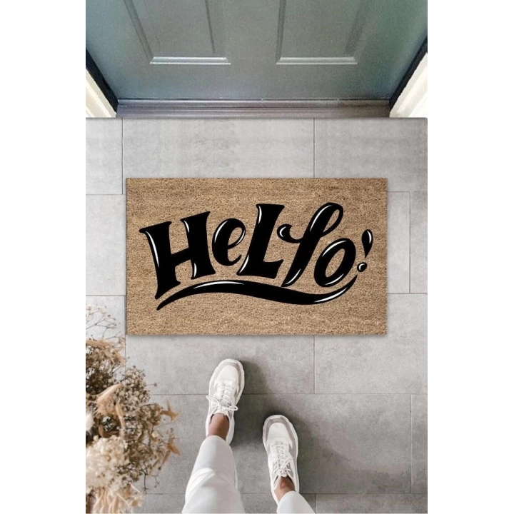 BFS Siyah Kapı Önü Paspası Hello Desen  K-3276