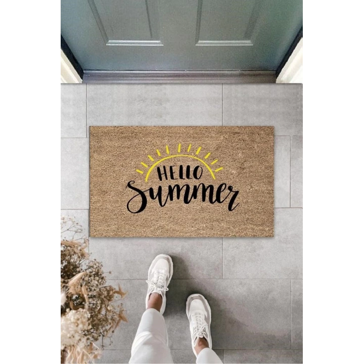 BFS Siyah Kapı Önü Paspası Hello Summer Desen  K-3272