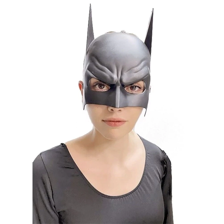 BFS   Siyah Renk Çocuk Boy Arkadan Lastikli Batman Maskesi A Kalite  20x14 cm