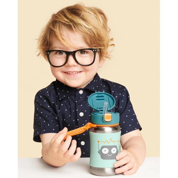 BFS  Skip Hop Pipetli Paslanmaz Çelik Suluk 350 ml Robot