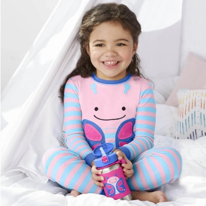 BFS Skip Hop Zoo Pipetli Paslanmaz Çelik Suluk 350 ml Kelebek