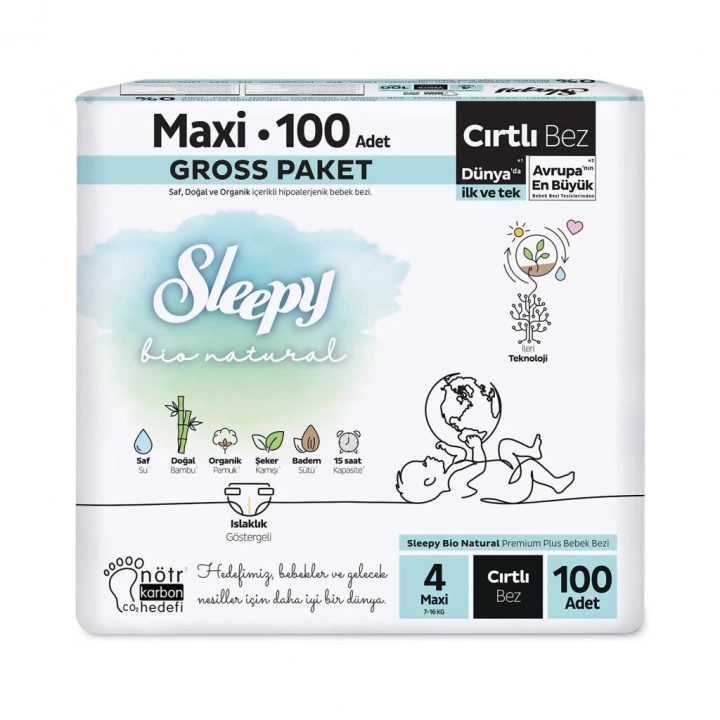 BFS   Sleepy Bio Natural Bebek Bezi Gross Paket 4 Beden 100 Adet