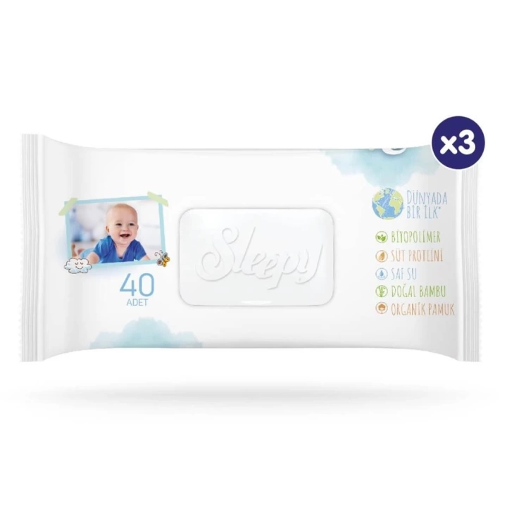BFS   Sleepy Bio Natural Islak Havlu Mendil 3x40 120 Yaprak