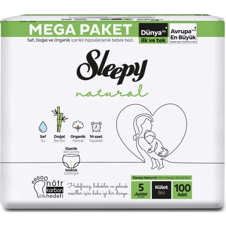 BFS  Sleepy Natural Külot Bez Mega Paket 5 Beden 11-18 Kg 100 Adet