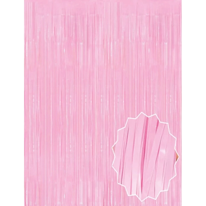 BFS  Soft Pembe Püsküllü Kapı Perdesi - Parti, Baby Shower, Cinsiyet Partisi 1x2 m