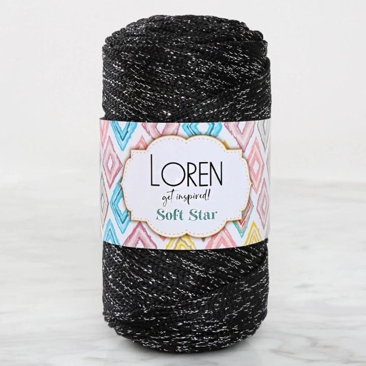 BFS  Soft Star Makrome İpi Gümüş Simli Siyah RM10