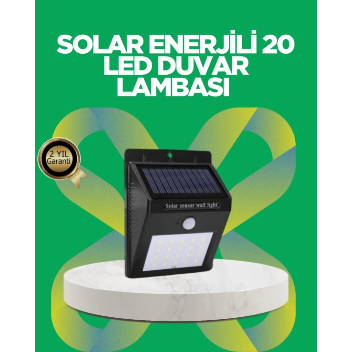 BFS Solar Enerjili 20 LED Hareket Sensörlü Duvar Lambası