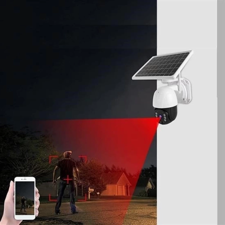 BFS  Solar Panelli Su Geçirmez Gece Görüş Destekli Wifi Bağlantılı Güvenlik Kamerası