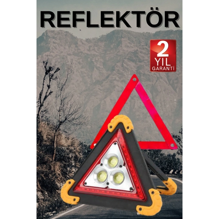 BFS Solar Şarjlı Çok Fonksiyonlu Reflektör Işıklı Ikaz Lambası Acil Durum Reflektörü Acil Durum Uyarı Lambası