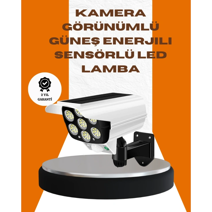 BFS Solar Şarjlı Kamera Tasarımlı LED Duvar Lambası Hareket Sensörlü Dış Mekan Aydınlatma