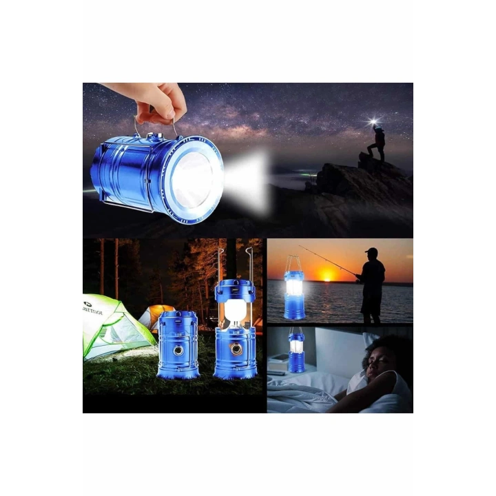 BFS Solar Şarjlı Kamp Lambası Güneş Enerjili Kızaklı Kamp Feneri Çadır Feneri Led Işıldak