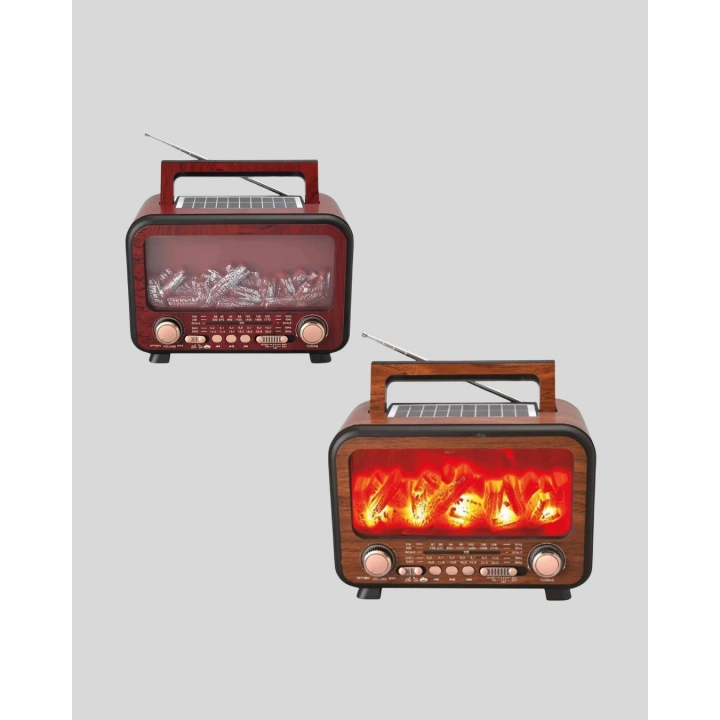 BFS Solar Şarjlı Şömine Alev Efektli Bluetooth Hoparlör 7W Taşınabilir Ses Sistemi